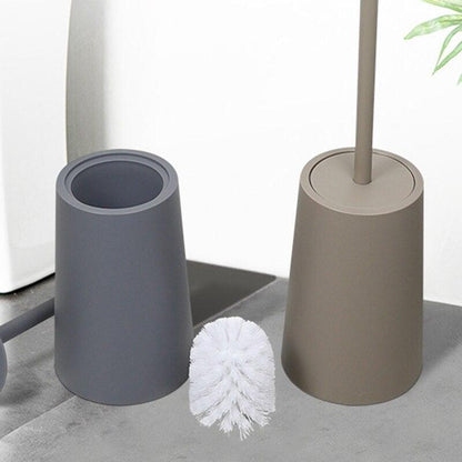 Nordic Ceramic Toilet Brush and Steel Holder two-piece set in gray and taupe by Stevvex on Tampa Home & Garden Store