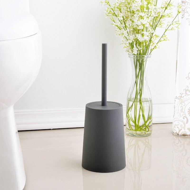 Nordic ceramic toilet brush with steel holder in dark gray matte Stevvex on Tampa Home & Garden Store