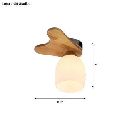 Cream glass bell ceiling light by Decorbites with wood-tone mount, flush mount for Home & Garden on Tampa Home & Garden Store