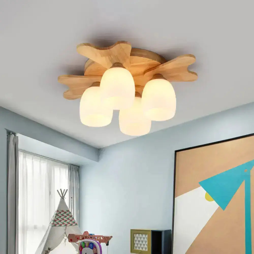 Cream Glass Bell Ceiling Light with three frosted glass bells on a base Decorbites flush mount on Tampa Home & Garden Store