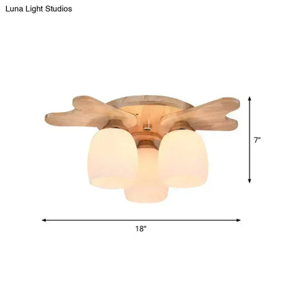 Decorbites Cream Glass Bell Ceiling Light with 3 frosted shades, flush mount on Tampa Home & Garden Store