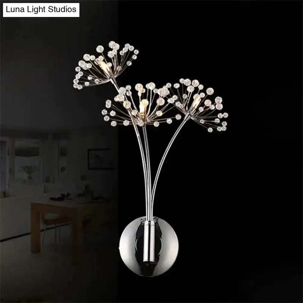 Nordic Crystal Flower Chrome Wall Lamps Bedroom
