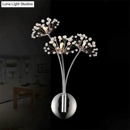 Nordic Crystal Flower Chrome Wall Lamps Bedroom