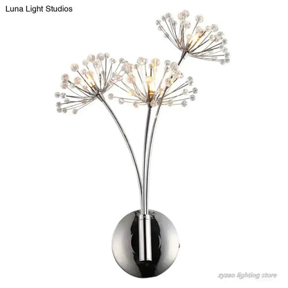 Nordic Crystal Flower Chrome Wall Lamps Bedroom