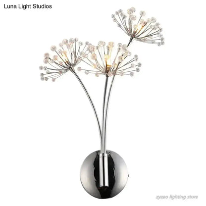 Nordic Crystal Flower Chrome Wall Lamps Bedroom