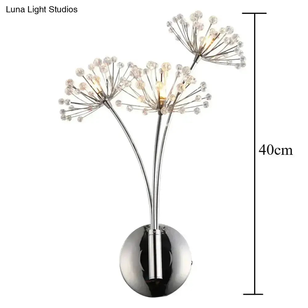 Nordic Crystal Flower Chrome Wall Lamps Bedroom