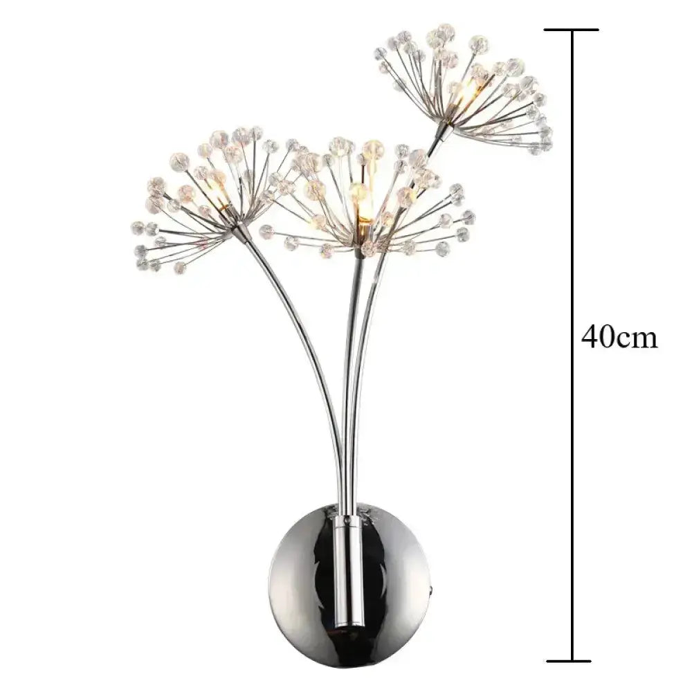 Nordic Crystal Flower Chrome Wall Lamps Bedroom