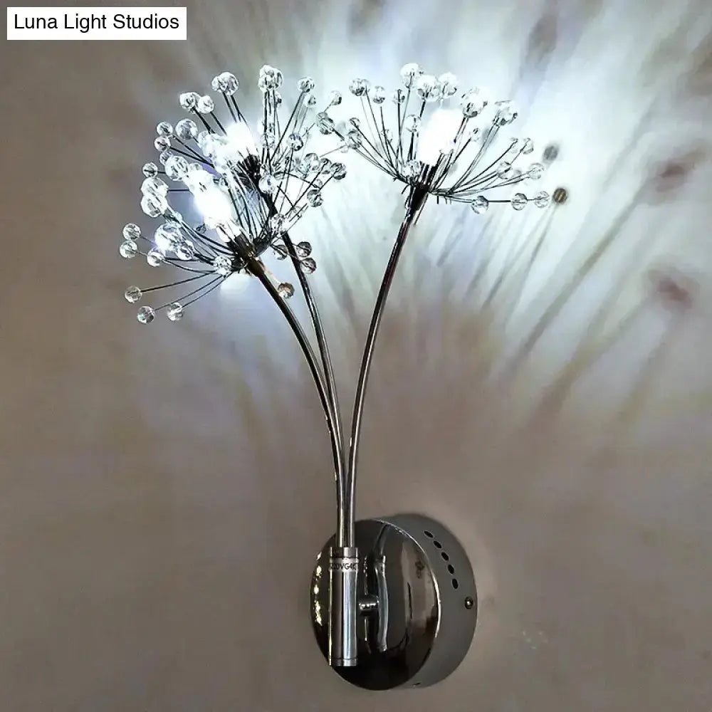 Nordic Crystal Flower Chrome Wall Lamps Bedroom