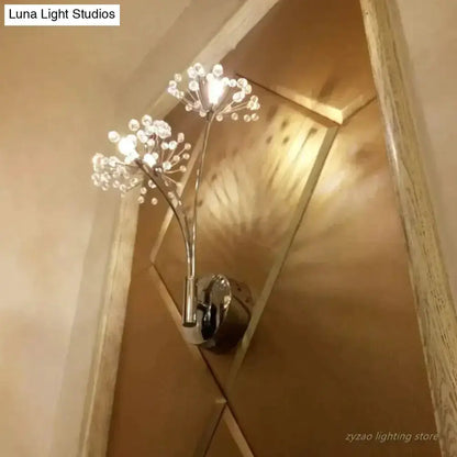 Nordic Crystal Flower Chrome Wall Lamps Bedroom