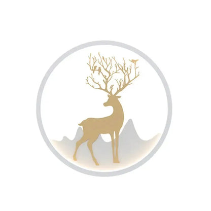 Nordic Gold Deer Circle Wall Lamp with Led