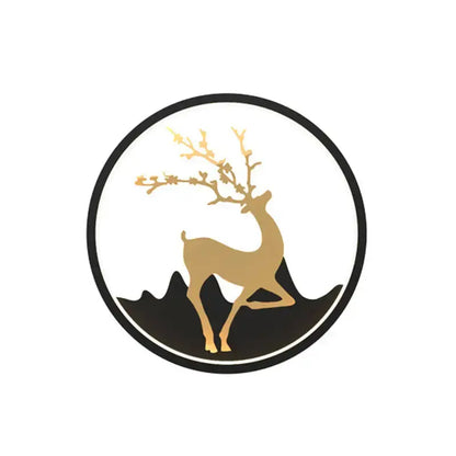 Nordic Gold Deer Circle Wall Lamp with Led