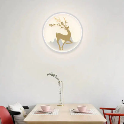 Nordic Gold Deer Circle Wall Lamp with Led