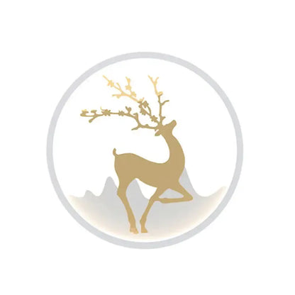 Nordic Gold Deer Circle Wall Lamp with Led