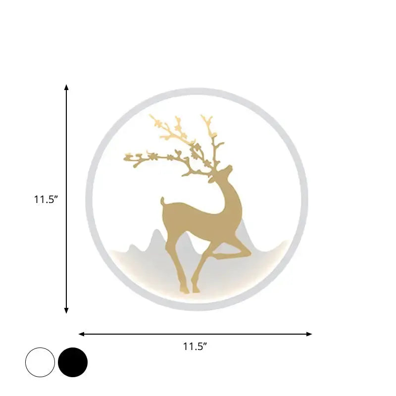 Nordic Gold Deer Circle Wall Lamp with Led