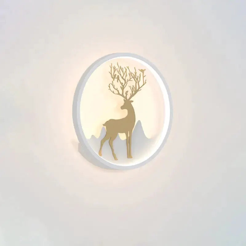 Nordic Gold Deer Circle Wall Lamp with Led