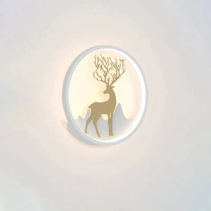 Nordic Gold Deer Circle Wall Lamp with Led