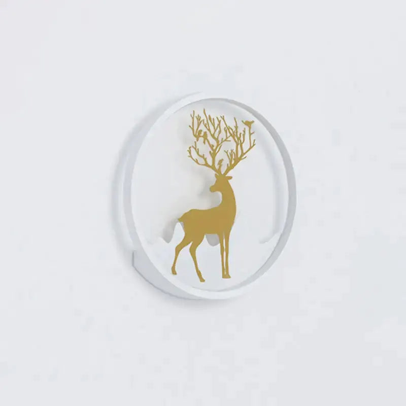 Nordic Gold Deer Circle Wall Lamp with Led