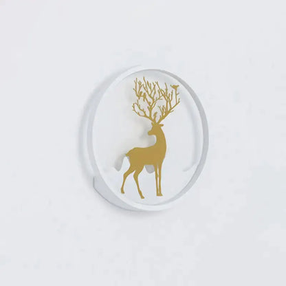 Nordic Gold Deer Circle Wall Lamp with Led