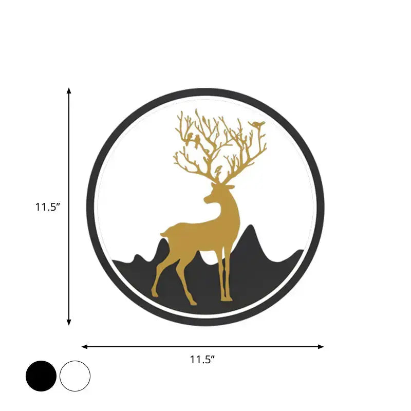 Nordic Gold Deer Circle Wall Lamp with Led