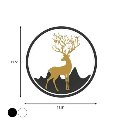 Nordic Gold Deer Circle Wall Lamp with Led