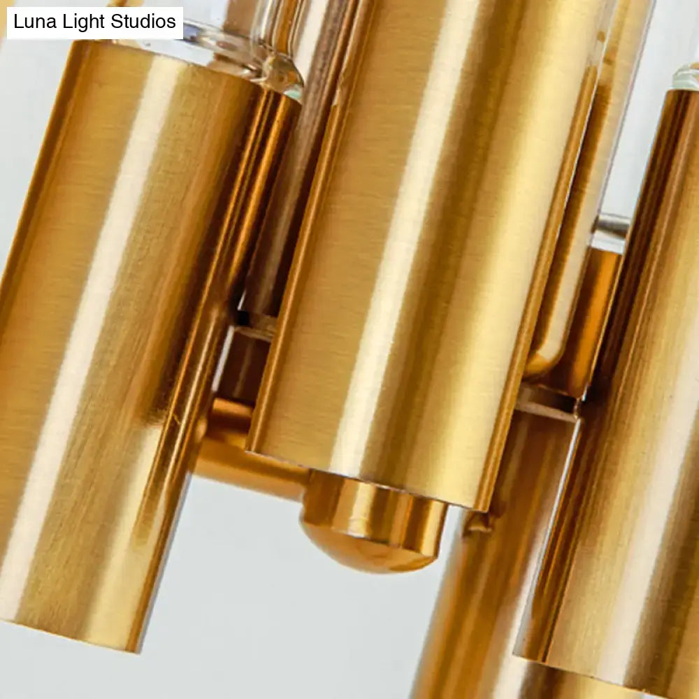 Gold Tube Wall Lamp with polished brass finish and stacked cylindrical tubes, Decorbites on Tampa Home & Garden Store