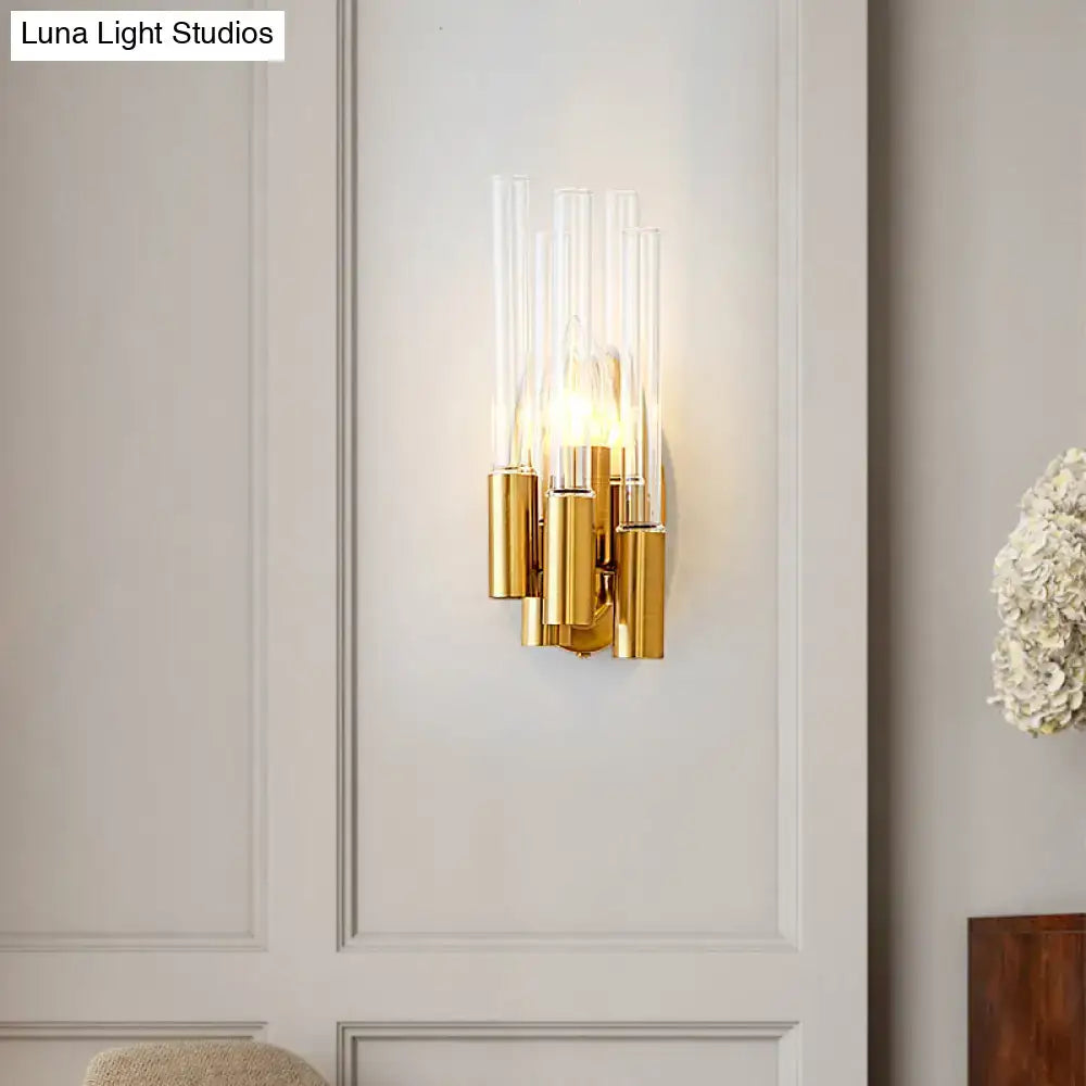 Gold Tube Wall Lamp by Decorbites with glass tube accents, modern gold wall sconce on Tampa Home & Garden Store
