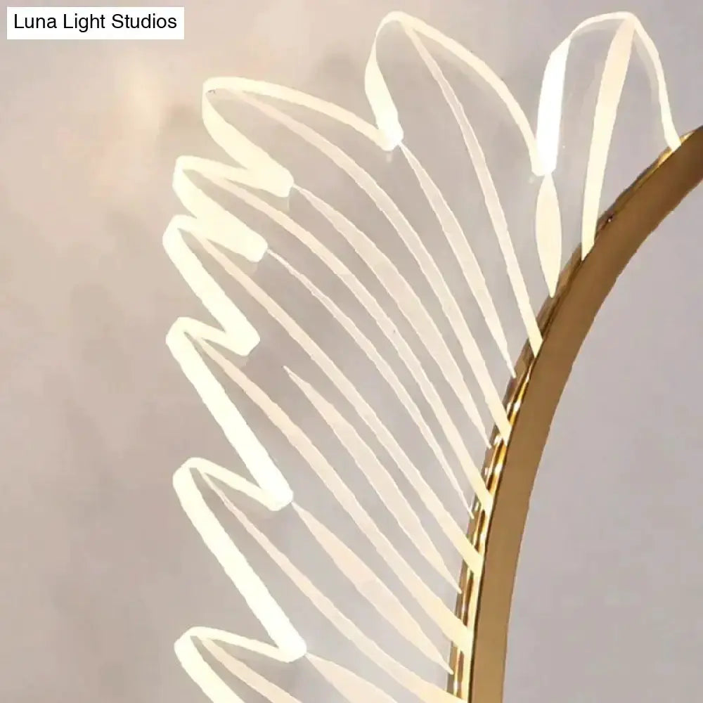 Decorbites Nordic modern art gold feather wall lamp with brass frame Luna Light Studios on Tampa Home & Garden Store