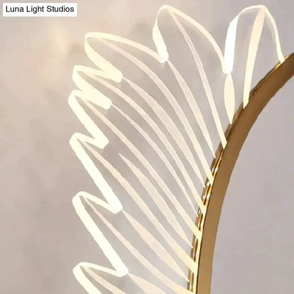 Decorbites Nordic modern art gold feather wall lamp with brass frame Luna Light Studios on Tampa Home & Garden Store