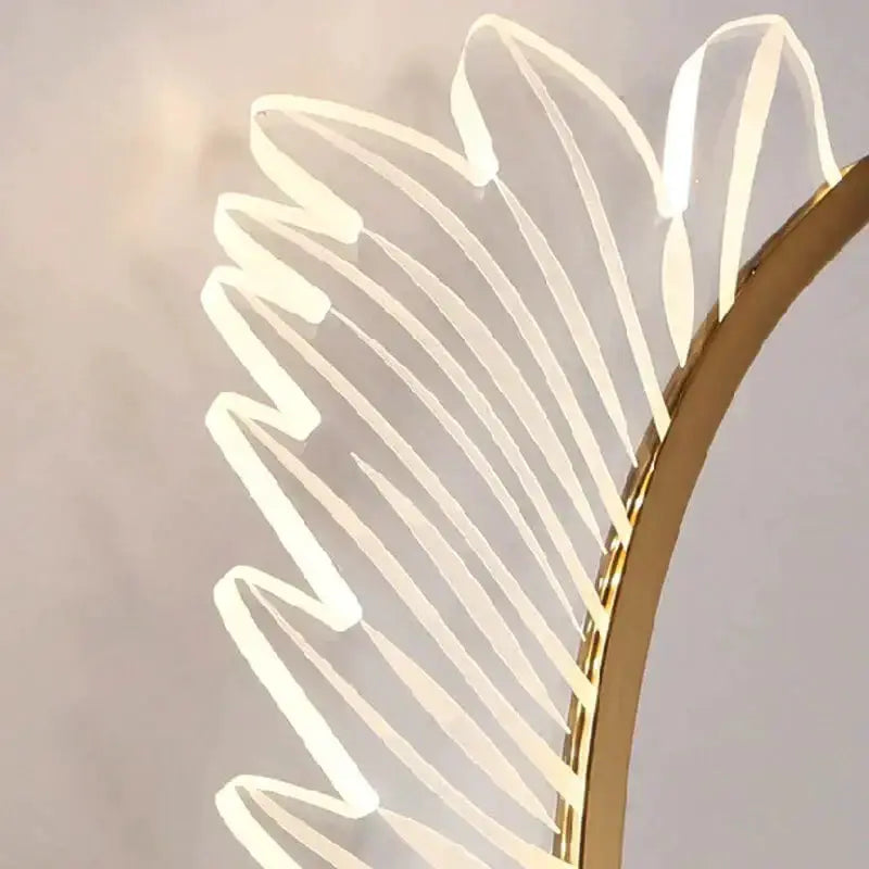 Nordic art gold feather wall lamp with a gold ring and white feather light accents Decorbites on Tampa Home & Garden Store