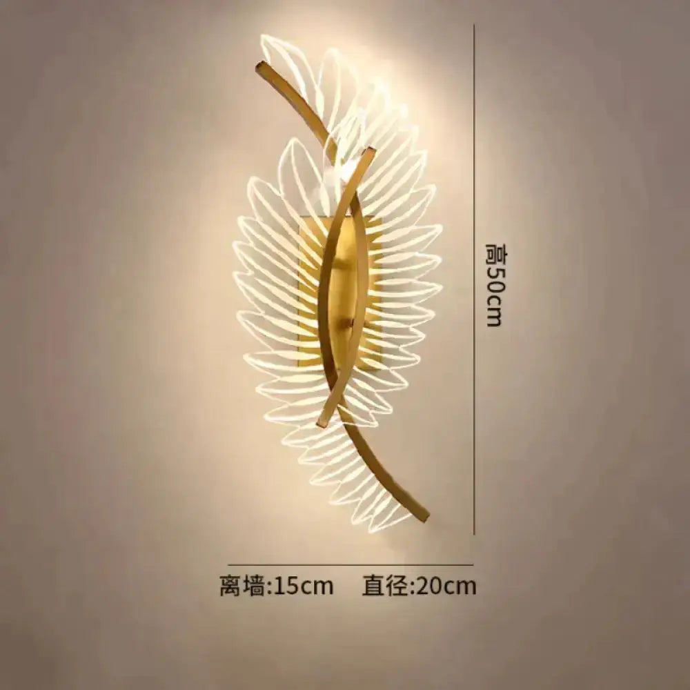 Nordic modern art gold feather wall lamp bedroom sconce, wall light by Decorbites on Tampa Home & Garden Store