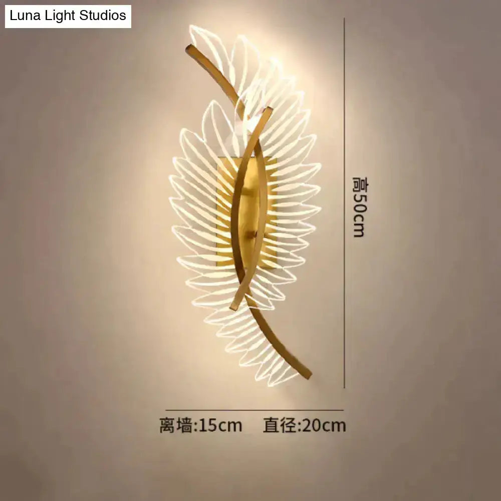 Nordic modern art gold feather wall lamp sconce by Decorbites for bedroom on Tampa Home & Garden Store
