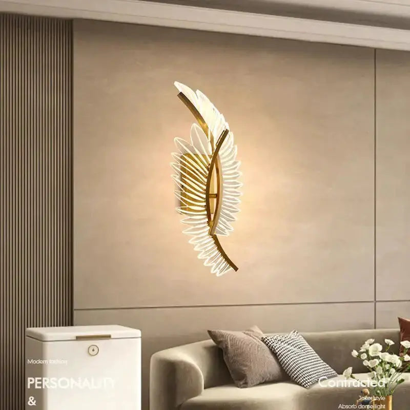 Nordic gold feather wall lamp circular sunburst sconce by Decorbites on Tampa Home & Garden Store
