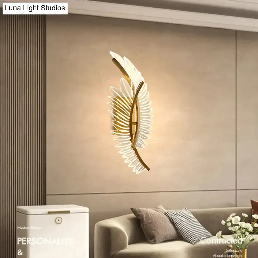 Wall light Nordic modern art gold feather sconce by Decorbites with white glass rays on Tampa Home & Garden Store