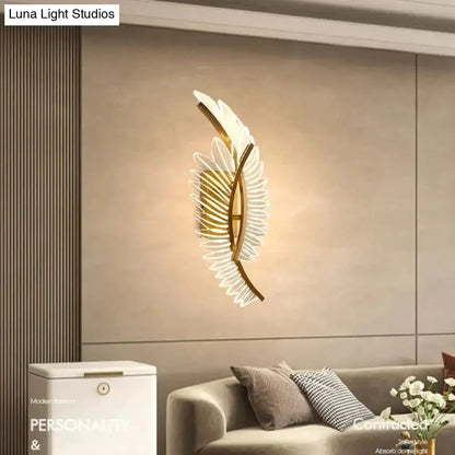 Wall light Nordic modern art gold feather sconce by Decorbites with white glass rays on Tampa Home & Garden Store