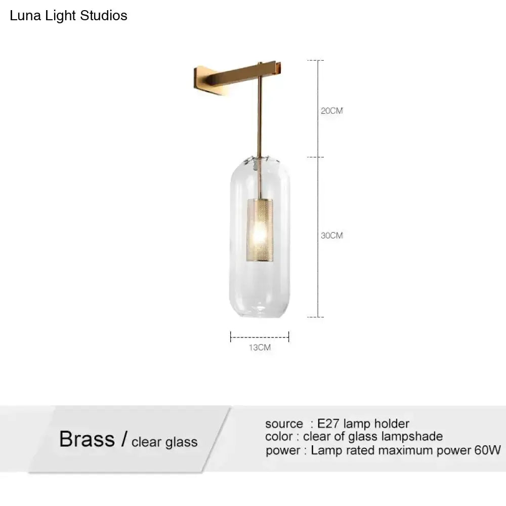 Nordic Modern Decor Brass and Glass Wall Lamp