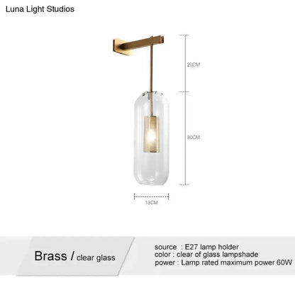 Nordic Modern Decor Brass and Glass Wall Lamp