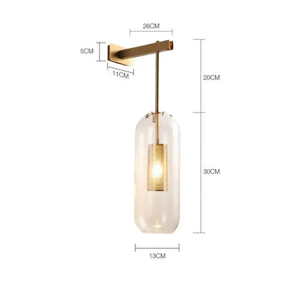Nordic Modern Decor Brass and Glass Wall Lamp