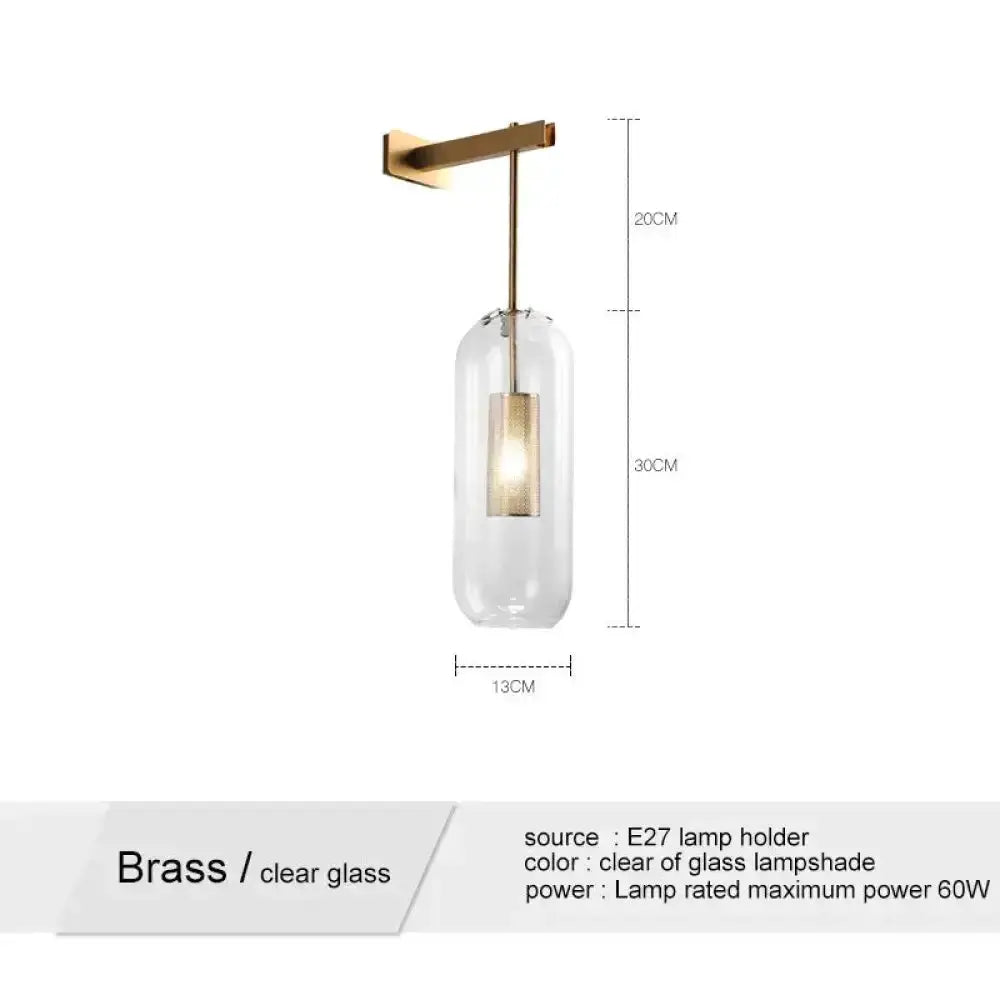 Nordic Modern Decor Brass and Glass Wall Lamp