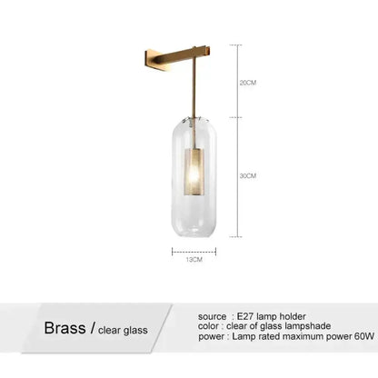 Nordic Modern Decor Brass and Glass Wall Lamp