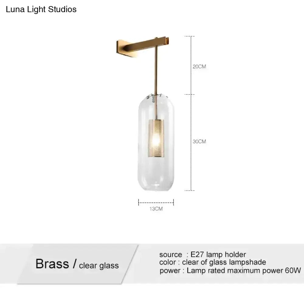 Nordic Modern Decor Brass and Glass Wall Lamp