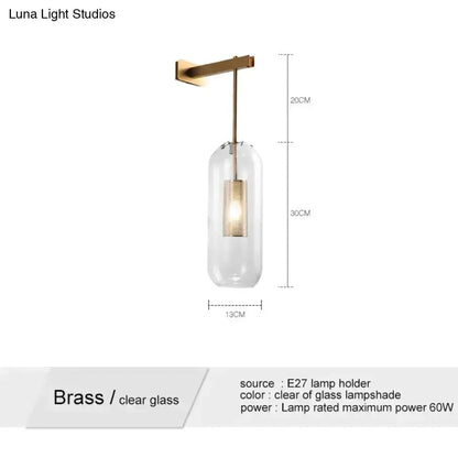 Nordic Modern Decor Brass and Glass Wall Lamp
