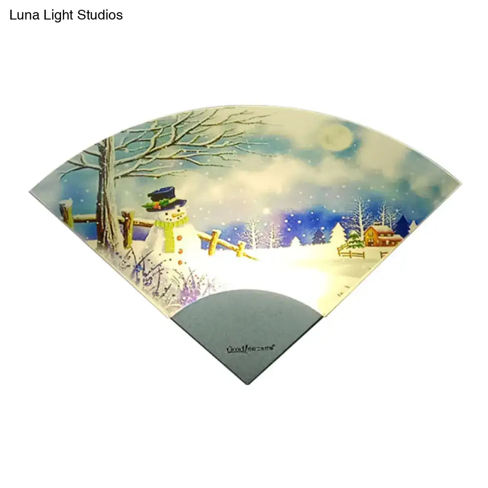 White acrylic wall light Decorbites with curved fan shape and snowy winter scene on Tampa Home & Garden Store