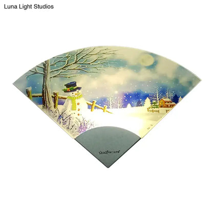 White acrylic wall light Decorbites with curved fan shape and snowy winter scene on Tampa Home & Garden Store
