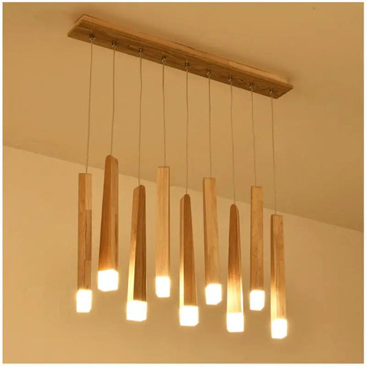 Nordic Solid Wood Matchstick Pendant Light natural wood finish with vertical sticks by Decorbites on Tampa Home & Garden Store