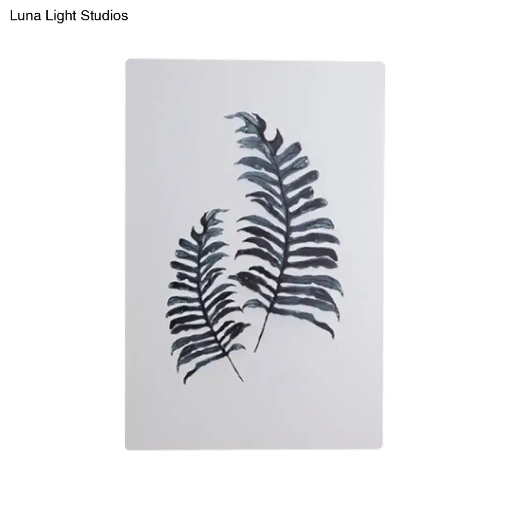 White Nordic Wall Sconce Decorbites white wall panel with black fern botanical print on Tampa Home & Garden Store