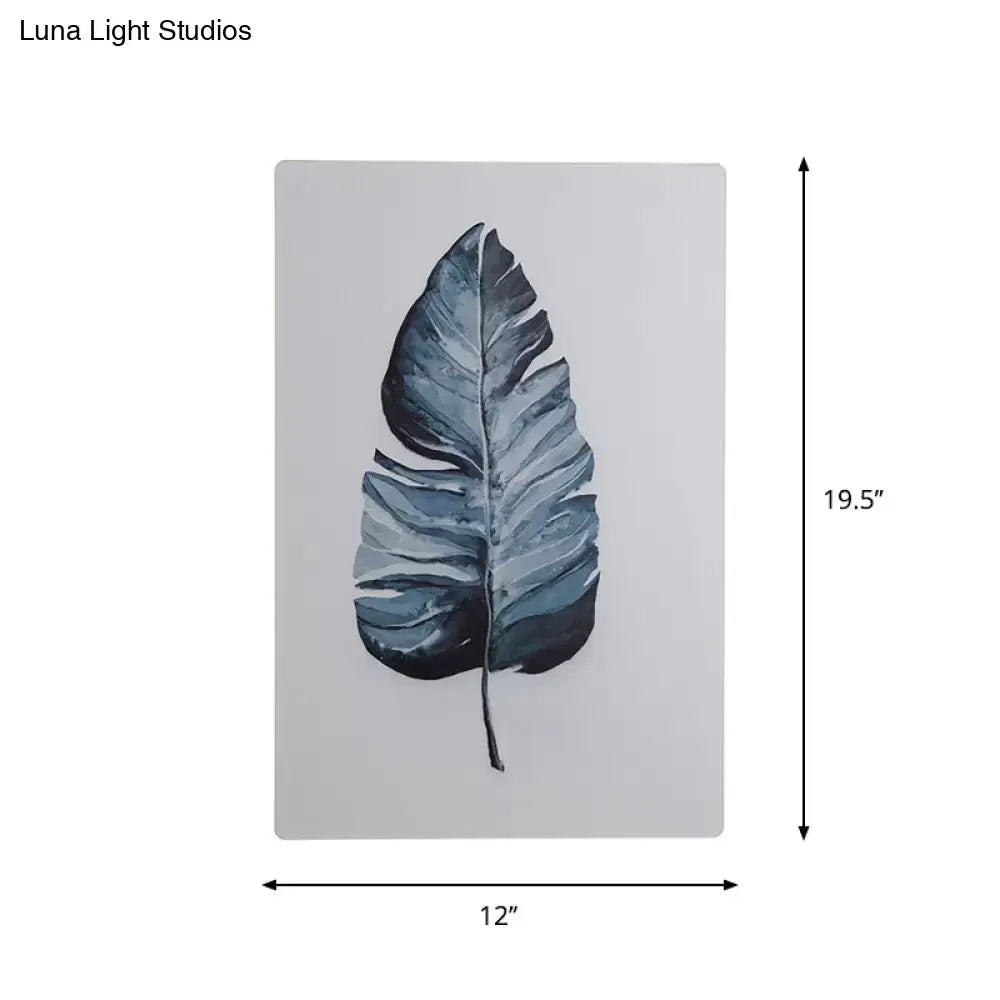 White Nordic Wall Sconce featuring blue-gray leaf on light gray panel 12x19.5 in Decorbites on Tampa Home & Garden Store