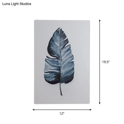 White Nordic Wall Sconce featuring blue-gray leaf on light gray panel 12x19.5 in Decorbites on Tampa Home & Garden Store