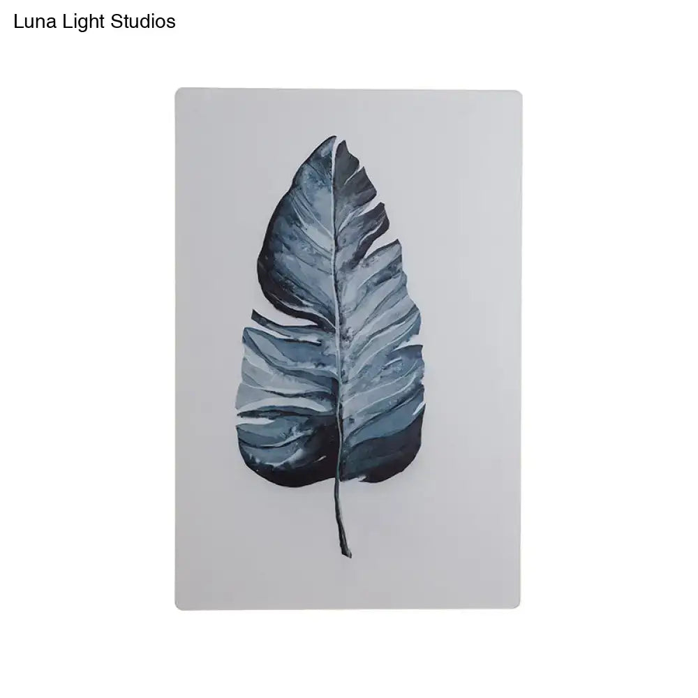White Nordic Wall Sconce with blue leaf artwork by Decorbites Home & Garden on Tampa Home & Garden Store