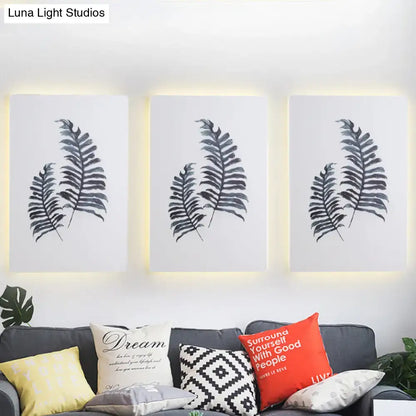 White Nordic Wall Sconce triple-panel fern wall art with warm backlighting on Tampa Home & Garden Store