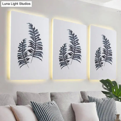 White Nordic Wall Sconce three-panel fern art with backlit edges Decorbites on Tampa Home & Garden Store